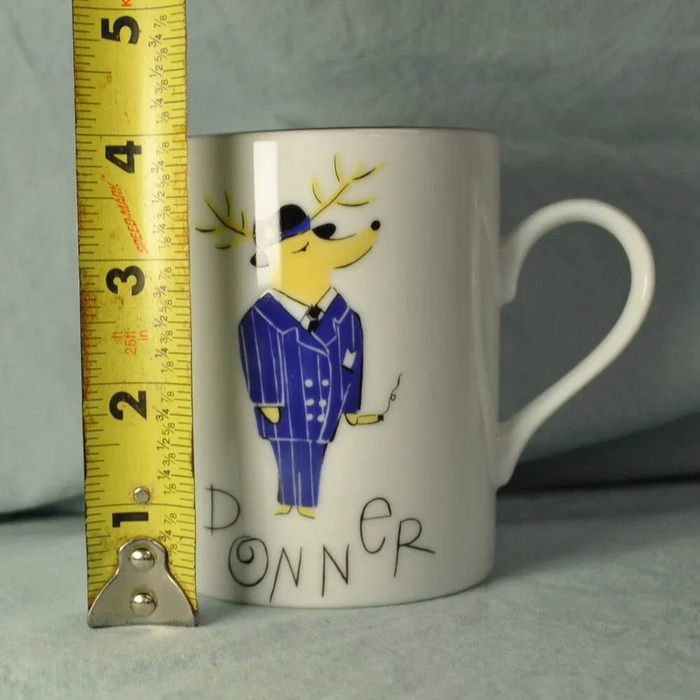 *BOGO mugs* 14 oz mug Donner reindeer Pottery Barn (w1289)